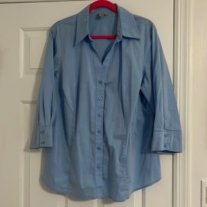 Women’s button down blouse in pale blue